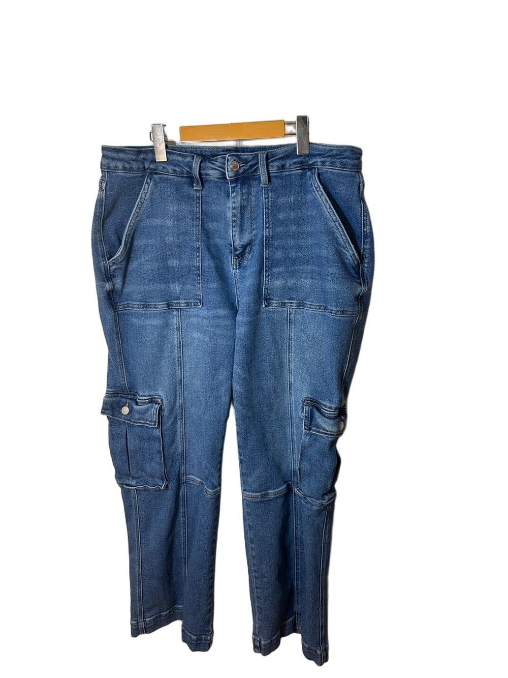Women's Blue Cargo Utility Style Jeans Pockets size 18W curvy